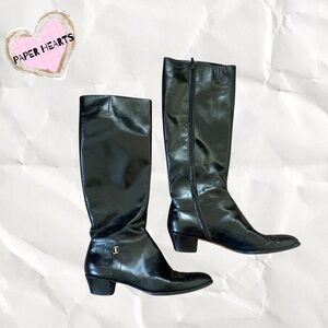 VINTAGE Salvatore Ferragamo Knee High Black Leather Riding Boots 🖤🐎